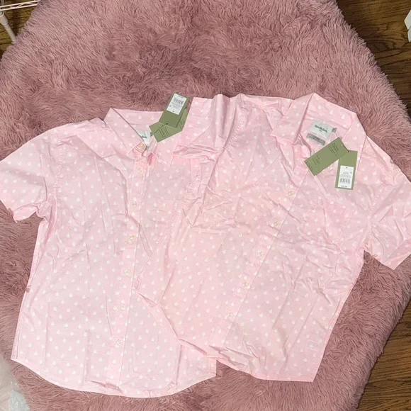 TWO - Goodfellow & Co Pink Poplin Slim Fit Short Sleeve Button Down Shirts - Picture 7 of 8